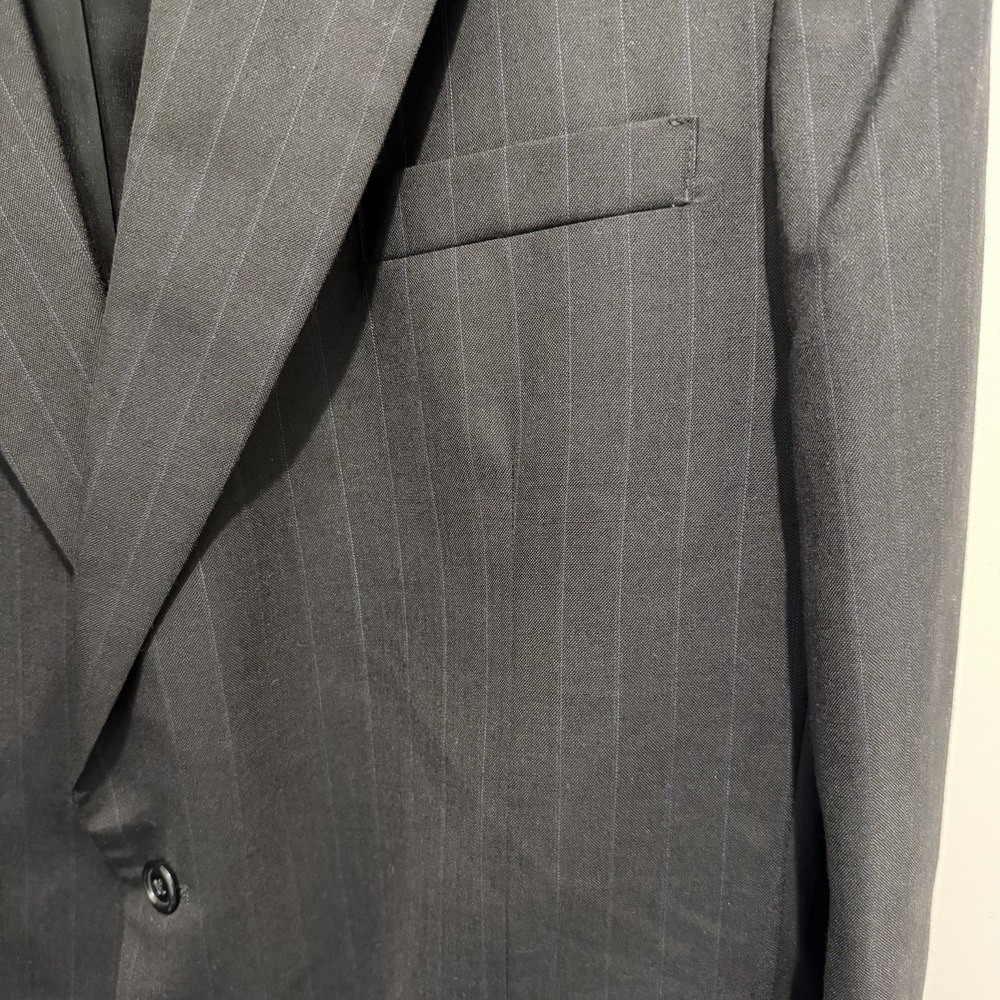 TOWNCRAFT MENS CHARCOAL GRAY PINSTRIPE 2 PIECE SUIT SIZE: 46 PANTS 34x32 - Picture 8 of 11